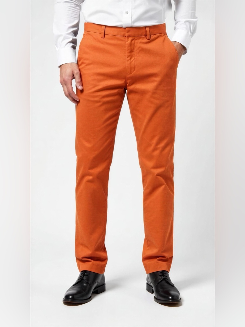 Banana Republic Aiden Chino Pants Mens 34x32 Burnt Orange Slim Fit Flat Front